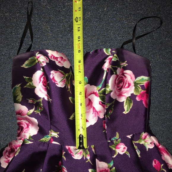 Strapless Floral Purple Dress - Picture 5 of 6